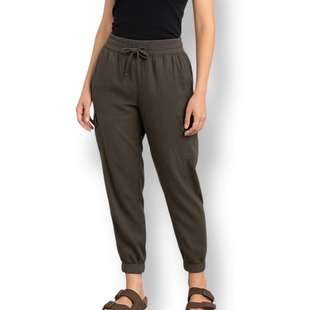 Abercrombie & Fitch Olive Joggers Cargo Pockets Elastic Waist Pants Size Medium